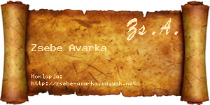 Zsebe Avarka névjegykártya